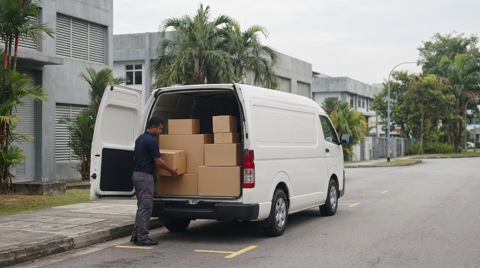 Delivery van loaded for island-wide dispatch