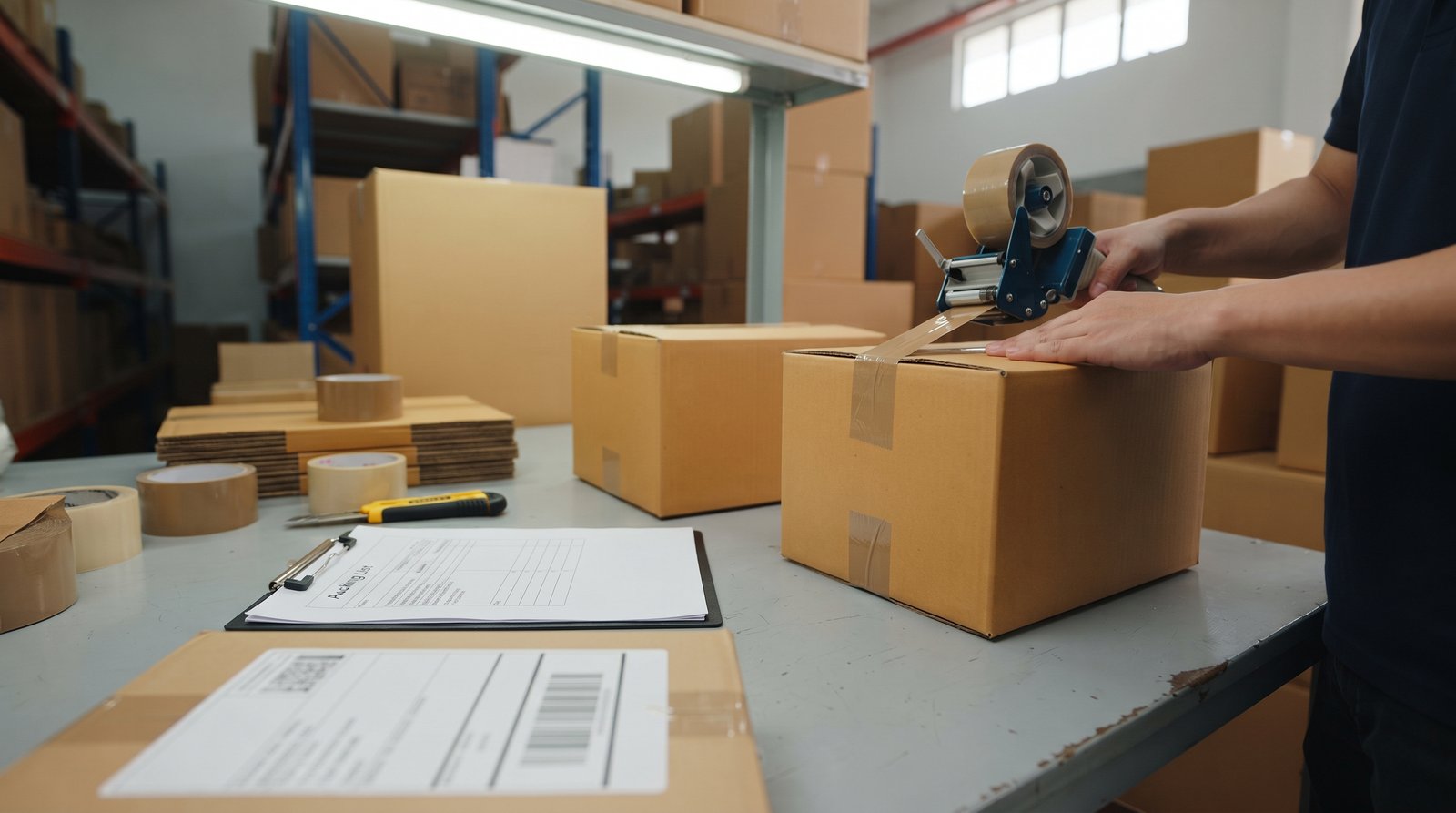 Cartons packed and labelled for despatch